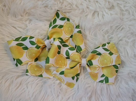 Lemon Piggies (Set of 2) Single Pinwheel Hair Bow