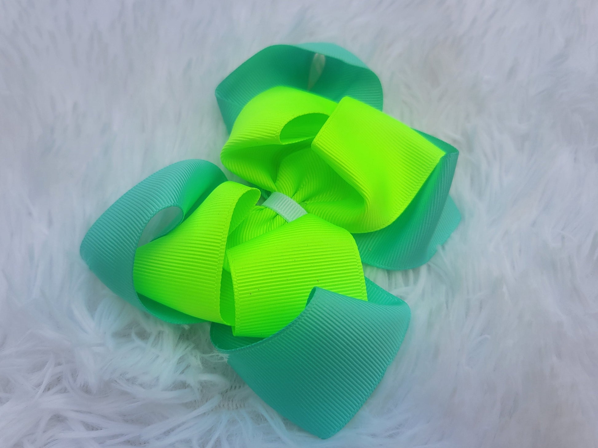 lime teal green blue seafoam ribbon bow twisted boutique double stack the bow booth